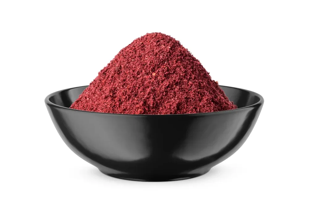 Sumac shown in ground culinary sumac context