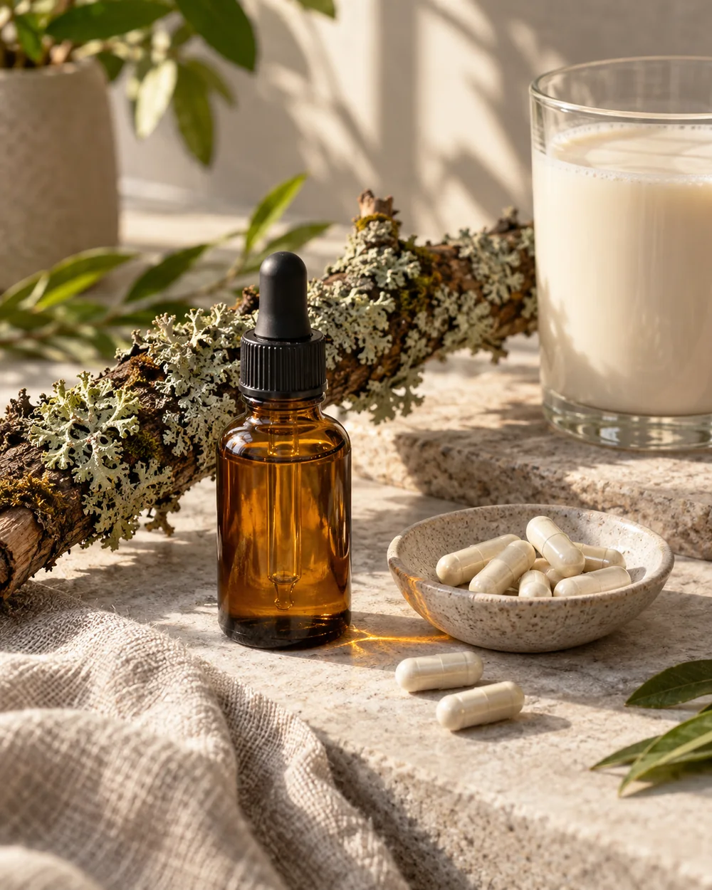 A vegan vitamin D3 supplement bottle sourced from lichen
