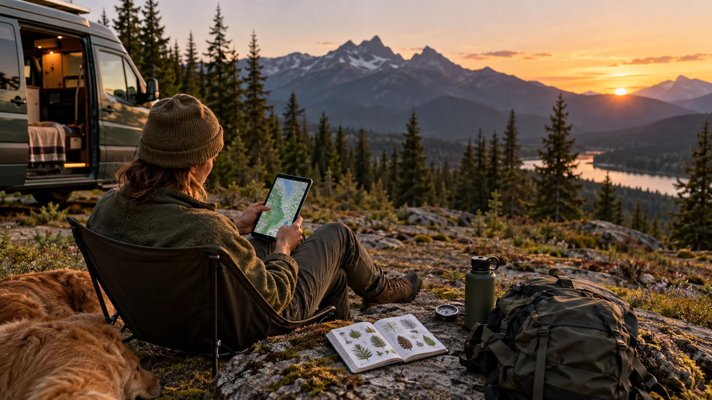 Field guide and offline map concept for remote foraging travel without cell service